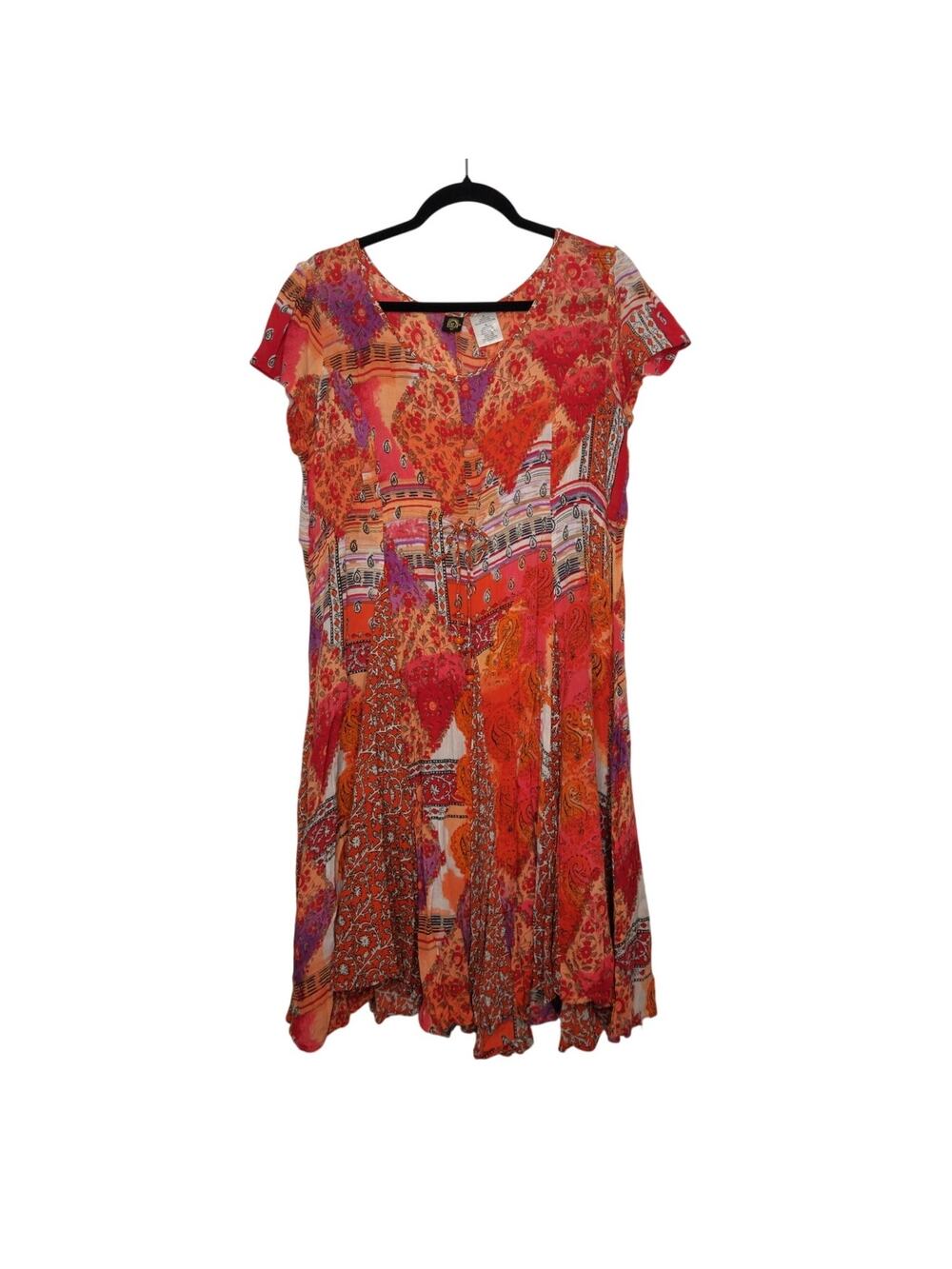 Vintage y2k Bila Rayon Medium Boho Dress Summer Floral Handkerchief Style